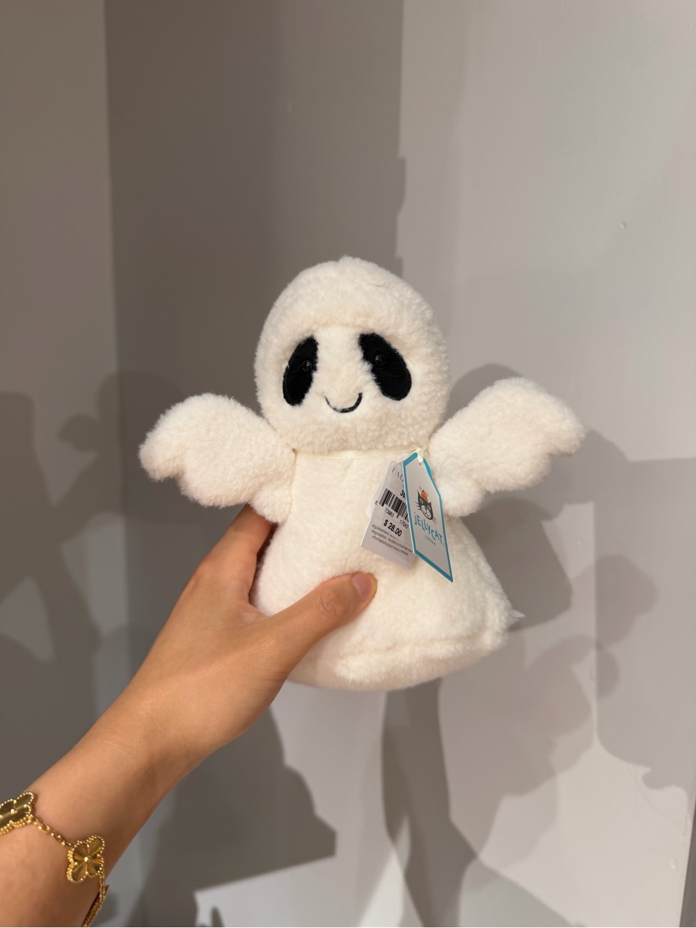Jellycat Cream Ghost Plush with Black Face Accents